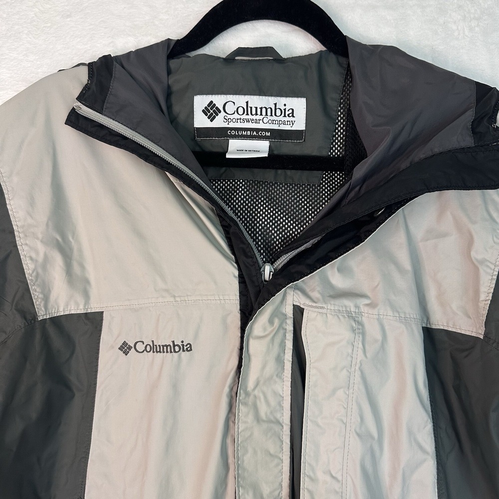 Columbia Jacket Mens‎ M Gray Lightweight Windbreaker Packable Rain Spot See Pic - Picture 2 of 16
